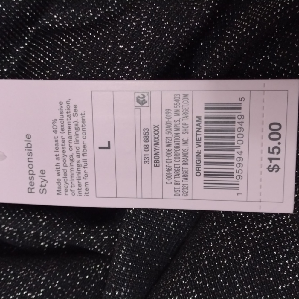 NWT Wild Fable Ebony Sparkle Mini Dress - Size S / M / L - Picture 5 of 6